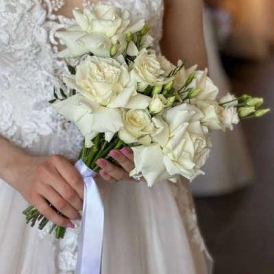 Букет невесты Белый с бутоньеркой