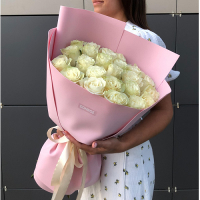 Букет 25 роз Эквадор Белых