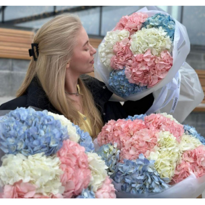 Пастельный микс из 3 гортензий